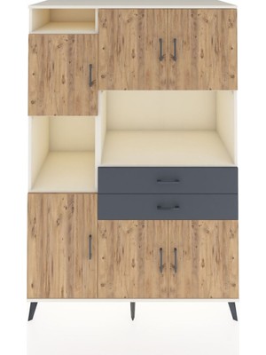 Dienni Kronos Dolap 8 Raflı 2 Çekmeceli 6 Kapaklı 132X59X195 Aytaşı-Çam/antrasit