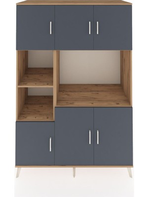 Dienni Kronos Dolap 9 Raflı 6 Kapaklı 132X59X195 Çam-Antrasit/çam