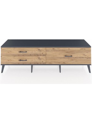 Dienni Hyperion Tv Ünitesi 3 Çekmeceli  176X44X51 Antrasit-Antrasit/çam