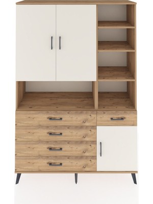 Dienni Hyperion Dolap 8 Raflı 5 Çekmeceli 3 Kapaklı 132X44X195 Çam-Aytaşı/çam