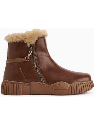 Limoya Sora Taba Kürklü Fermuarlı Kadın Spor Bot