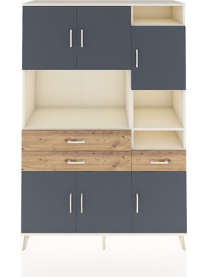 Dienni Hyperion Dolap 10 Raflı 3 Çekmeceli 6 Kapaklı 132X44X195 Aytaşı-Antrasit/çam
