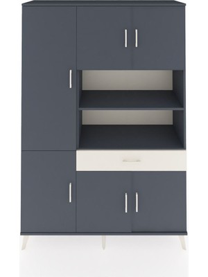 Dienni Hyperion Dolap 10 Raflı Tek Çekmeceli 6 Kapaklı 132X44X195 Antrasit-Antrasit/aytaşı
