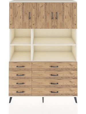 Dienni Hyperion Dolap 8 Raflı 8 Çekmeceli 3 Kapaklı 132X44X195 Aytaşı-Çam/çam