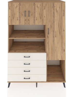 Dienni Kronos Dolap 8 Raflı 4 Çekmeceli 3 Kapaklı 132X59X195 Çam-Çam/aytaşı