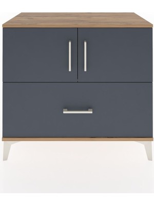 Dienni Hyperion Şifonyer Tek Raflı Tek Çekmeceli 2 Kapaklı 88X44X80 Çam-Antrasit