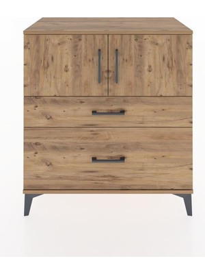 Dienni Hyperion Şifonyer Tek Raflı 2 Çekmeceli 2 Kapaklı 88X44X96 Çam-Çam