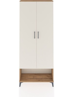 Dienni Arges Dolap 2 Raflı 2 Kapaklı Tek Askılı 88X30X221 Çam-Aytaşı