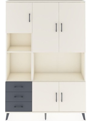 Dienni Arges Dolap 9 Raflı 3 Çekmeceli 5 Kapaklı 132X30X195 Aytaşı-Aytaşı/antrasit