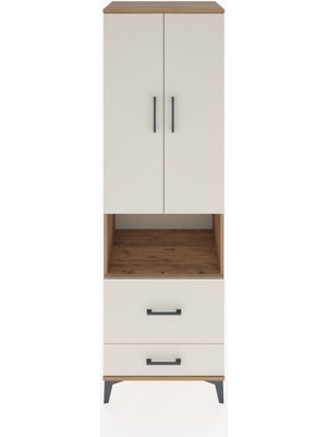 Dienni Hyperion Dolap 4 Raflı 2 Çekmeceli 2 Kapaklı 60X44X195 Çam-Aytaşı