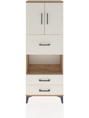 Dienni Arges Dolap 3 Raflı 3 Çekmeceli 2 Kapaklı 60X30X163 Çam-Aytaşı