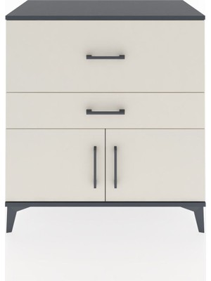 Dienni Hyperion Şifonyer 2 Çekmeceli 2 Kapaklı 88X44X96 Antrasit-Aytaşı