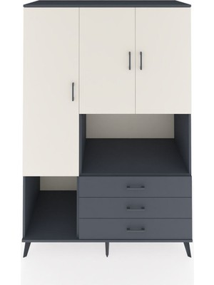 Dienni Kronos Dolap 6 Raflı 3 Çekmeceli 3 Kapaklı 132X59X195 Antrasit-Aytaşı/antrasit