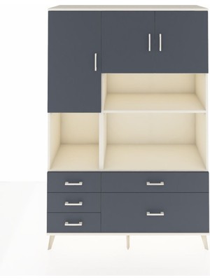 Dienni Hyperion Dolap 8 Raflı 5 Çekmeceli 3 Kapaklı 132X44X195 Aytaşı-Antrasit/antrasit