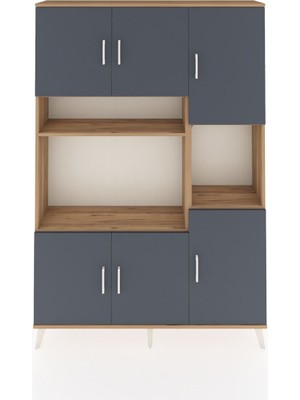 Dienni Arges Dolap 9 Raflı 6 Kapaklı 132X30X195 Çam-Antrasit/çam