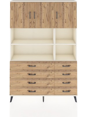 Dienni Arges Dolap 8 Raflı 8 Çekmeceli 3 Kapaklı 132X30X195 Aytaşı-Çam/çam