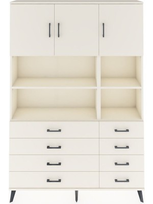 Dienni Arges Dolap 8 Raflı 8 Çekmeceli 3 Kapaklı 132X30X195 Aytaşı-Aytaşı/aytaşı