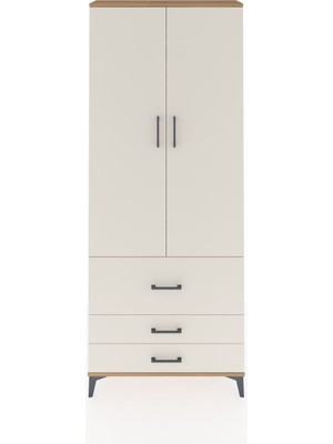 Dienni Arges Dolap 2 Raflı 3 Çekmeceli Tek Askılı 88X30X221 Çam-Aytaşı