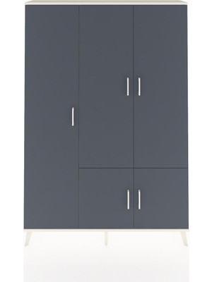 Dienni Arges Dolap 7 Raflı 5 Kapaklı Tek Askılı 132X30X195 Aytaşı-Antrasit/antrasit