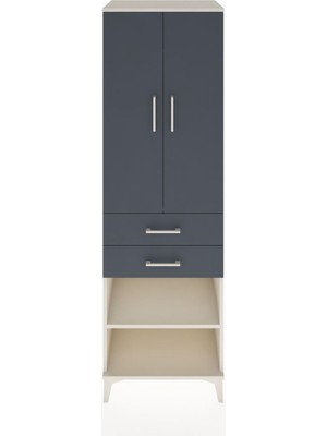 Dienni Hyperion Dolap 2 Raflı 2 Çekmeceli Tek Askılı 60X44X195 Aytaşı-Antrasit