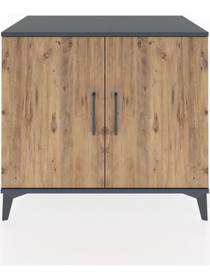 Dienni Hyperion Şifonyer 3 Raflı 2 Kapaklı 88X44X80 Antrasit-Çam