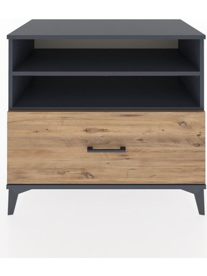 Dienni Hyperion Şifonyer 2 Raflı Tek Çekmeceli 88X44X80 Antrasit-Çam