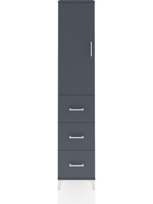 Dienni Arges Dolap 2 Raflı 3 Çekmeceli Tek Askılı 44X30X221 Antrasit-Antrasit