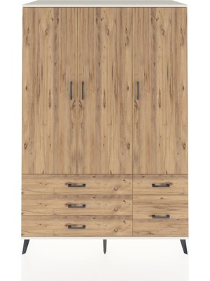 Dienni Kronos Dolap 5 Raflı 5 Çekmeceli Tek Askılı 132X59X195 Aytaşı-Çam/çam