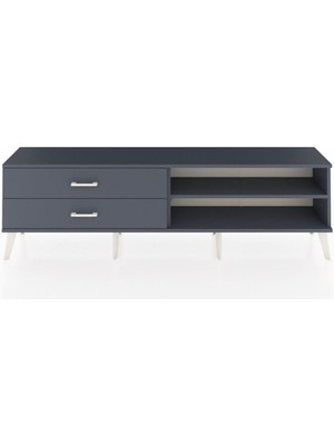 Dienni Arges Tv Ünitesi Tek Raflı 2 Çekmeceli  176X30X51 Antrasit-Antrasit/antrasit
