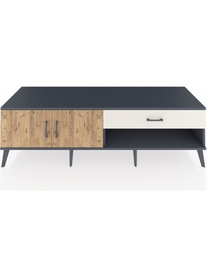 Dienni Kronos Tv Ünitesi Tek Raflı Tek Çekmeceli 2 Kapaklı 176X59X51 Antrasit-Çam/aytaşı