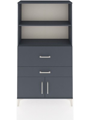 Dienni Arges Dolap 2 Raflı 2 Çekmeceli 2 Kapaklı 88X30X163 Antrasit-Antrasit