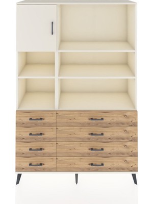 Dienni Hyperion Dolap 7 Raflı 8 Çekmeceli Tek Kapaklı  132X44X195 Aytaşı-Aytaşı/çam
