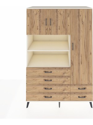 Dienni Kronos Dolap 9 Raflı 6 Çekmeceli 3 Kapaklı 132X59X195 Aytaşı-Çam/çam