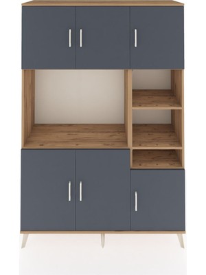 Dienni Hyperion Dolap 10 Raflı 6 Kapaklı 132X44X195 Çam-Antrasit/çam