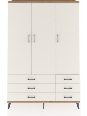 Dienni Hyperion Dolap 5 Raflı 6 Çekmeceli Tek Askılı 132X44X195 Çam-Aytaşı/aytaşı
