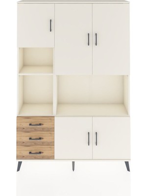 Dienni Arges Dolap 9 Raflı 3 Çekmeceli 5 Kapaklı 132X30X195 Aytaşı-Aytaşı/çam