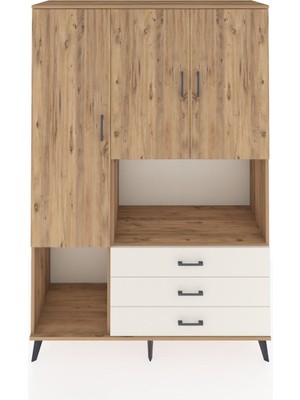 Dienni Hyperion Dolap 6 Raflı 3 Çekmeceli 3 Kapaklı 132X44X195 Çam-Çam/aytaşı