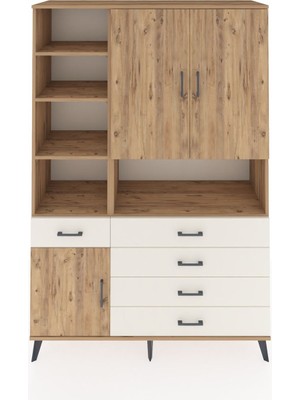 Dienni Hyperion Dolap 8 Raflı 5 Çekmeceli 3 Kapaklı 132X44X195 Çam-Çam/aytaşı