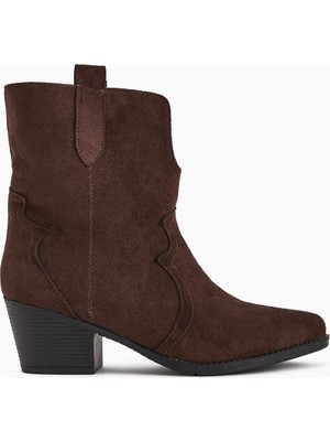 Limoya Erica Kahve Süet Topuklu Western Kadın Bot