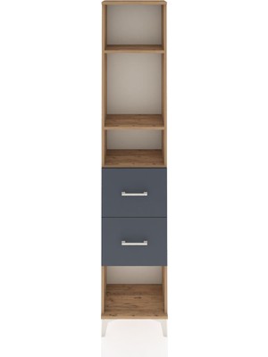 Dienni Arges Dolap 3 Raflı 2 Çekmeceli 44X30X221 Çam-Antrasit