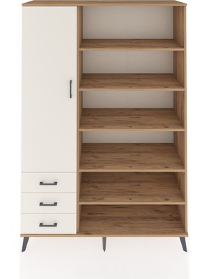 Dienni Hyperion Dolap 9 Raflı 3 Çekmeceli 3 Kapaklı 132X44X195 Çam-Aytaşı/aytaşı