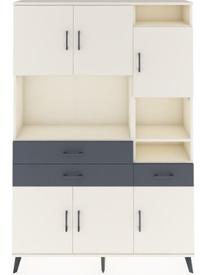 Dienni Arges Dolap 10 Raflı 3 Çekmeceli 6 Kapaklı 132X30X195 Aytaşı-Aytaşı/antrasit