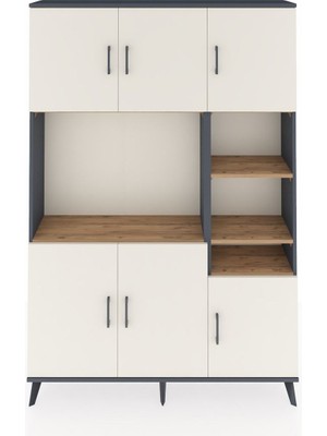 Dienni Arges Dolap 10 Raflı 6 Kapaklı 132X30X195 Antrasit-Aytaşı/çam