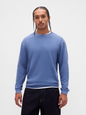 Gap Erkek Açık Mavi Waffle Crew T-Shirt