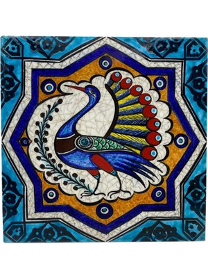 Selçuklu Motifli 1950LER Eski Usta Yapımı Kütahya Çini AOB1747