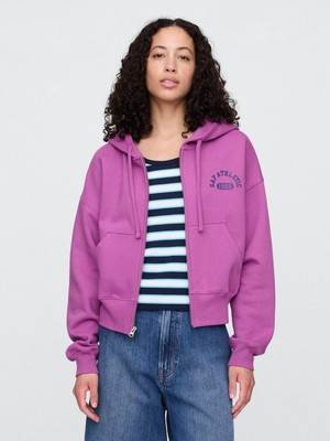 Gap Kadın Mor Oversized Gap Logo Grafik Fermuarlı Sweatshirt