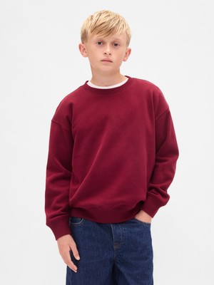 Gap Erkek Çocuk Kırmızı Vintagesoft Relaxed Bisiklet Yaka Sweatshirt