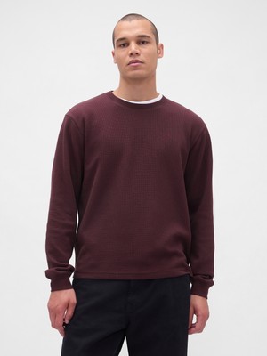 Gap Erkek Bordo Waffle Crew T-Shirt