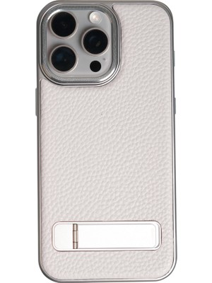 Watch of Royal Caseon Iphone 15 Pro Max Gri Manyetik Özellikli Standlı Deri Kılıf