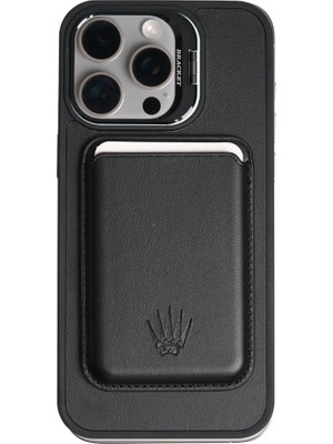 Watch of Royal Primecase Iphone 16 Siyah Manyetik Özellikli Standlı Deri Kılıf+Kartlık